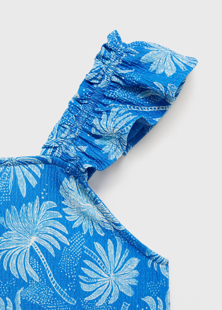 Printed ruffle top — Blue