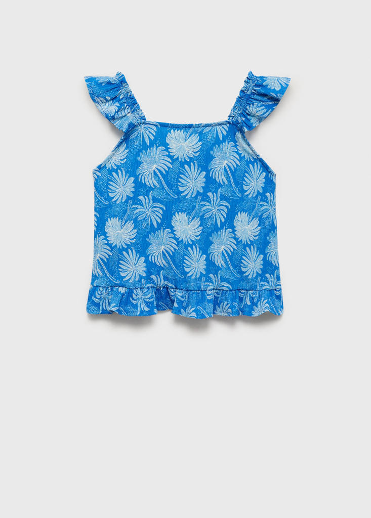 Printed ruffle top — Blue