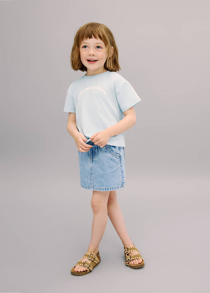 Paperbag denim skirt — Medium Blue