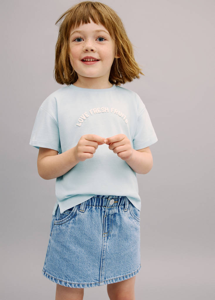 Paperbag denim skirt — Medium Blue