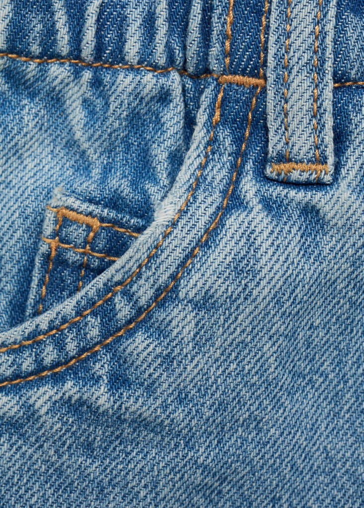 Paperbag denim skirt — Medium Blue