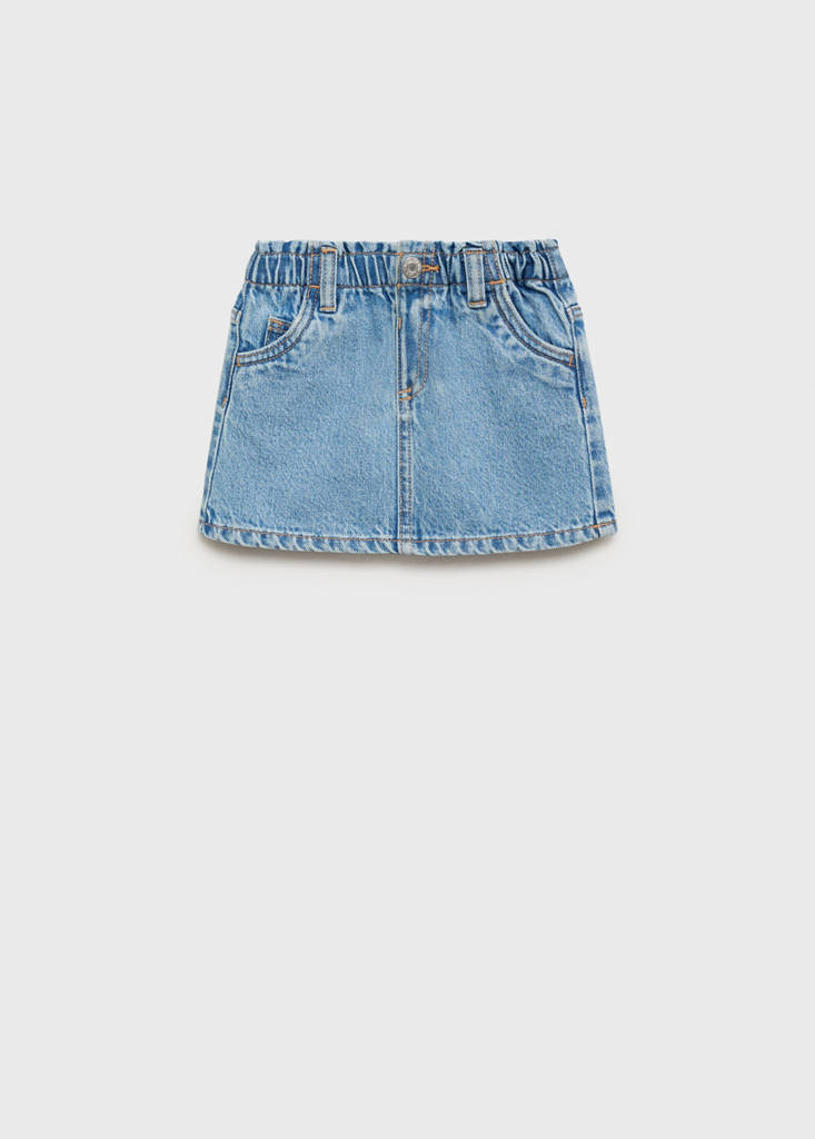 Paperbag denim skirt — Medium Blue