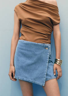 Wrapped denim skort — Medium Blue 4