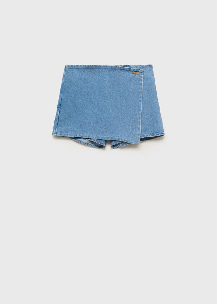 Wrapped denim skort — Medium Blue