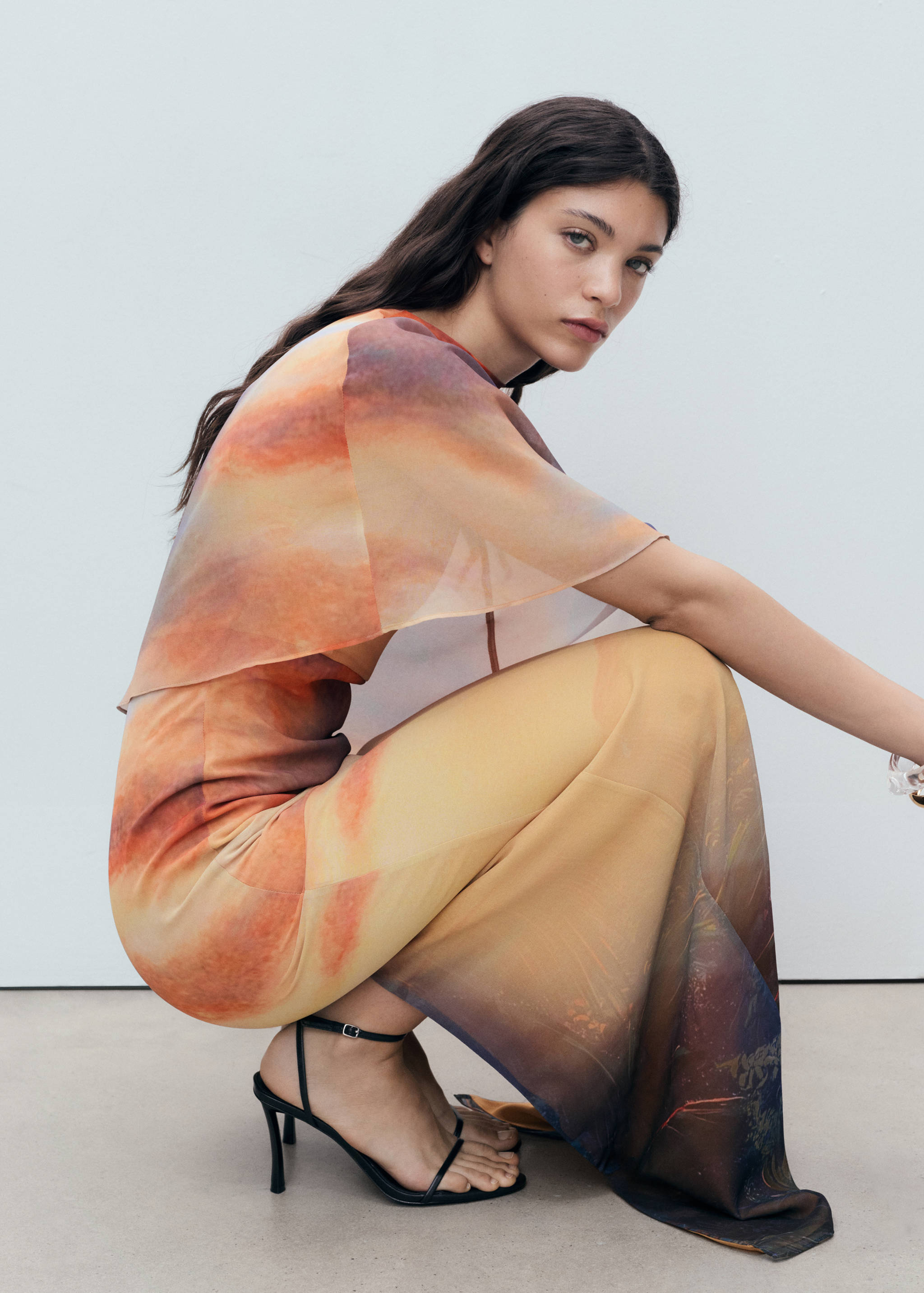 Vestido estampado capa asimétrica - Detalle del artículo 2