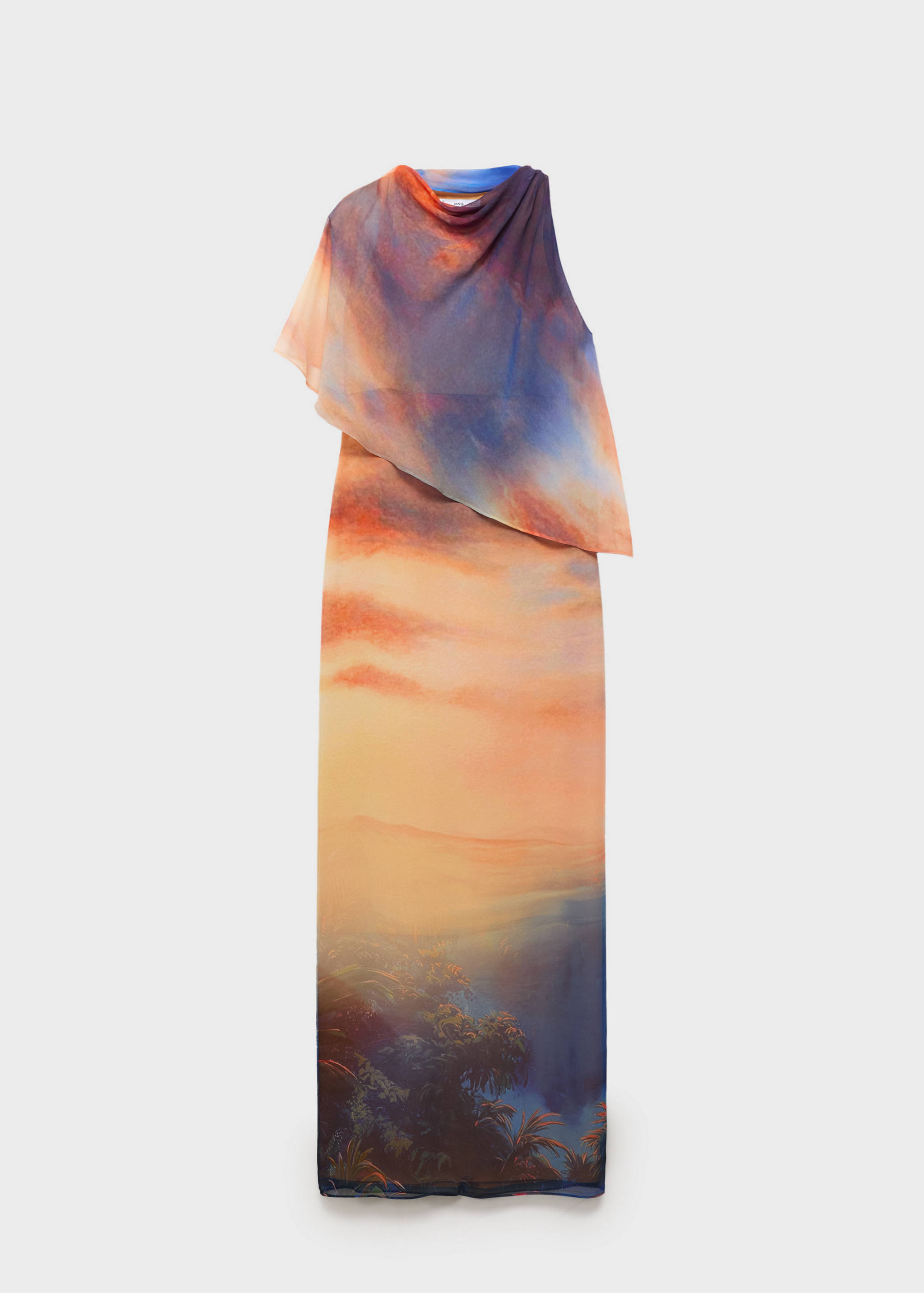 Robe imprimée cape asymétrique - Article sans modèle