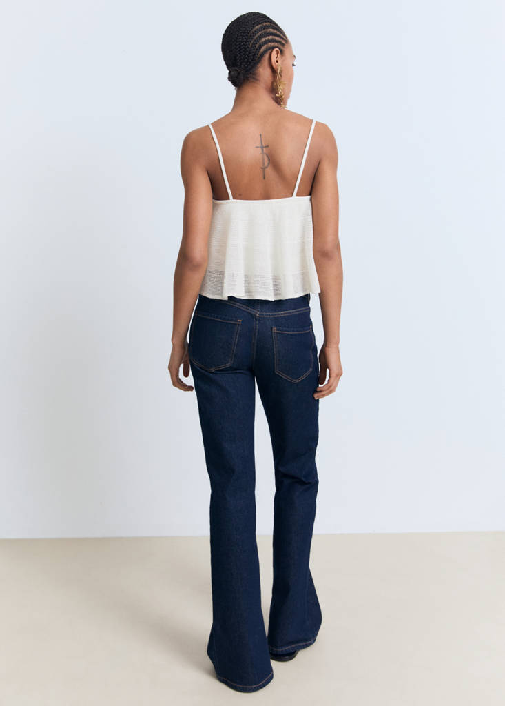 Ruffle knit top — White