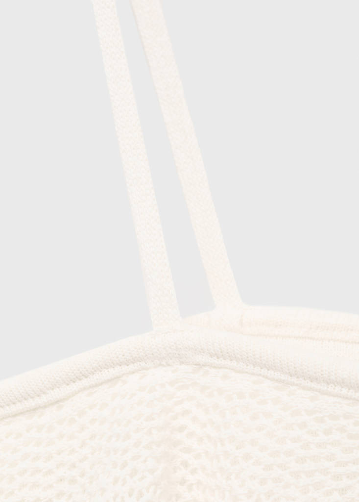 Ruffle knit top — White
