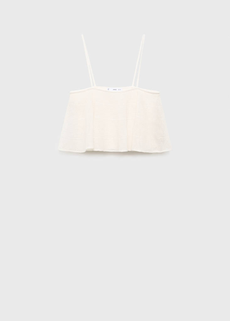 Ruffle knit top — White
