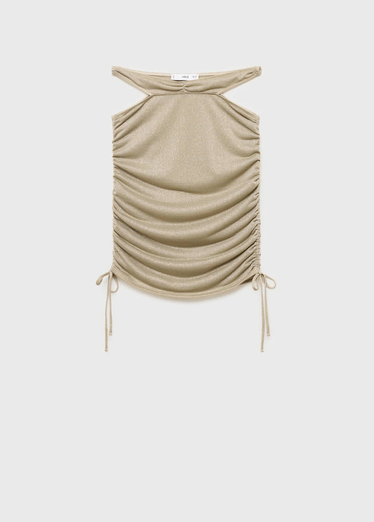Lurex gathered skirt with cut-out — Gold