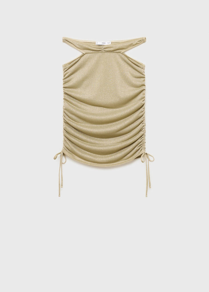 Lurex gathered skirt with cut-out — Gold