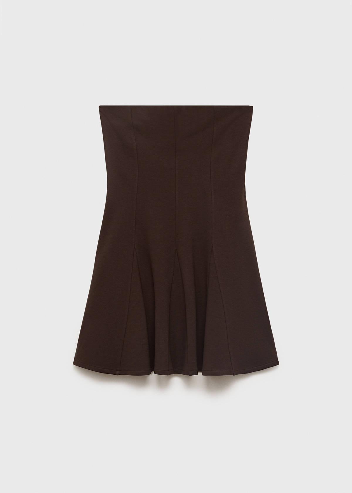 Strapless dress with pleats — Brown