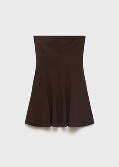 Strapless dress with pleats — Brown 6