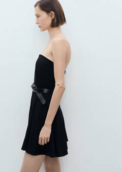 Strapless dress with pleats — Black 1