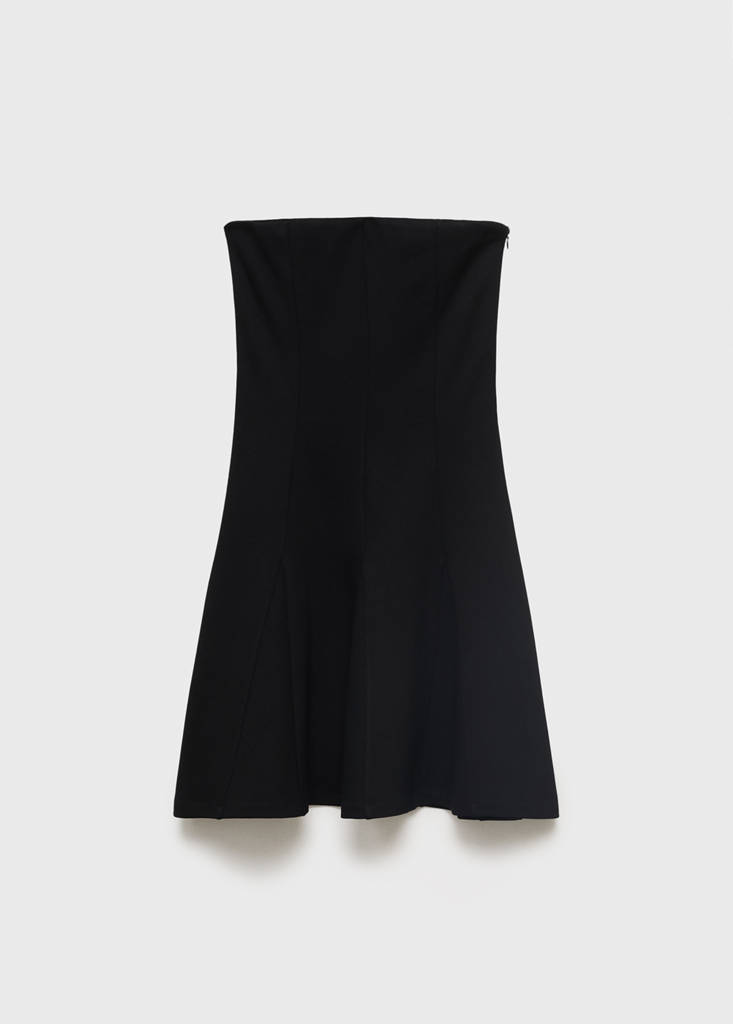 Strapless dress with pleats — Black