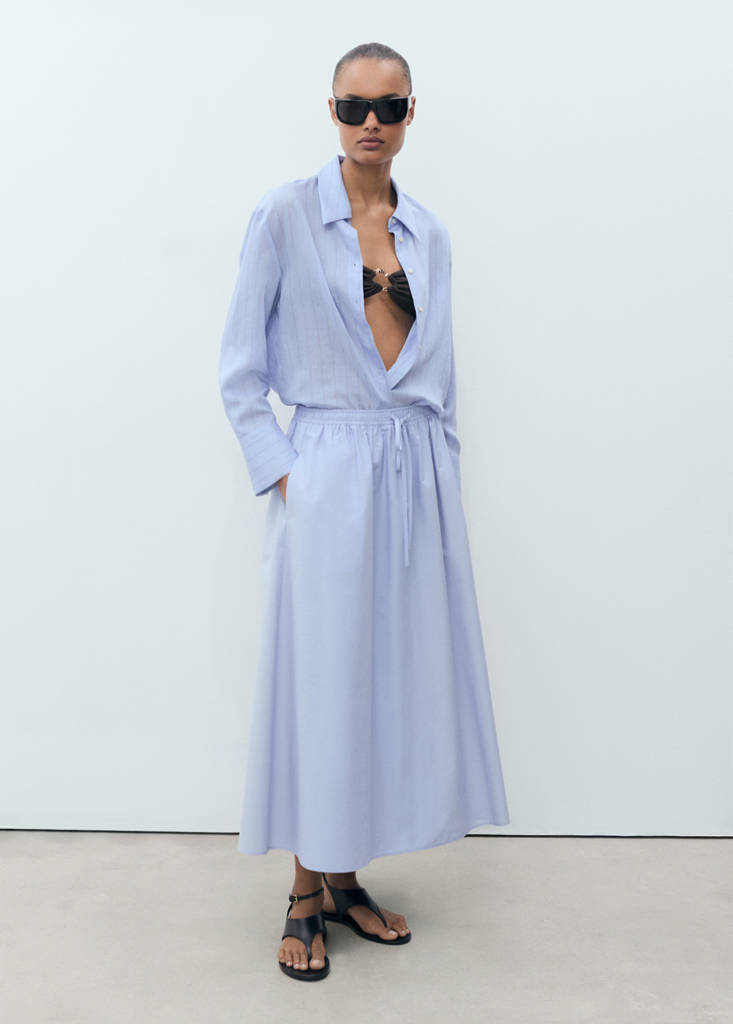 Flared cotton skirt — Sky Blue