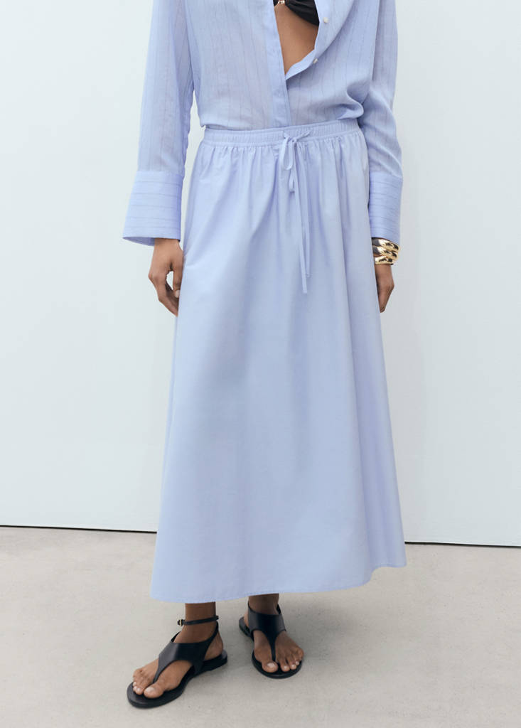 Flared cotton skirt — Sky Blue