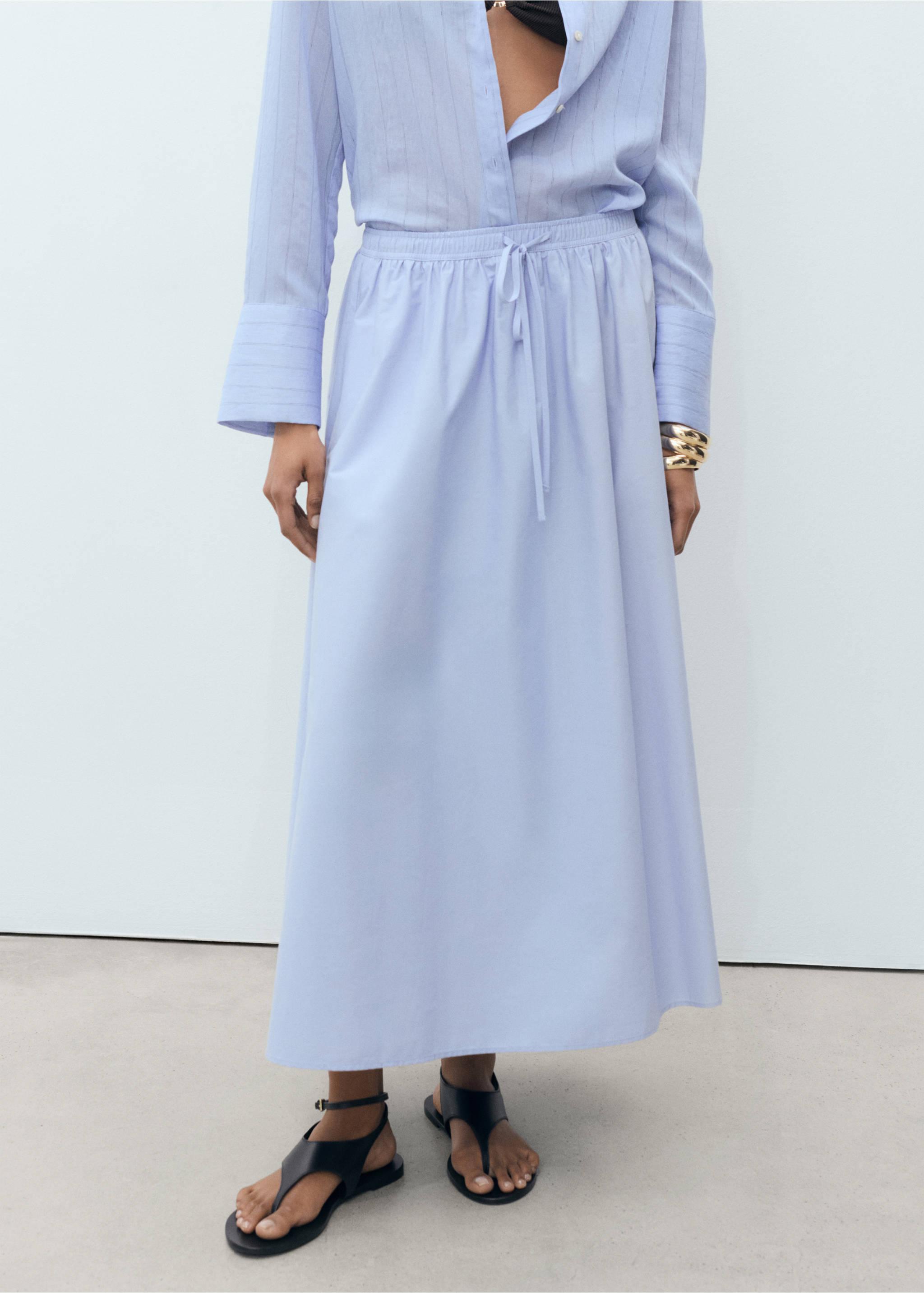 Zvonová bavlněná sukně - Náhled ve středové rovině, Modrá obloha. Ref: 17061271-00.