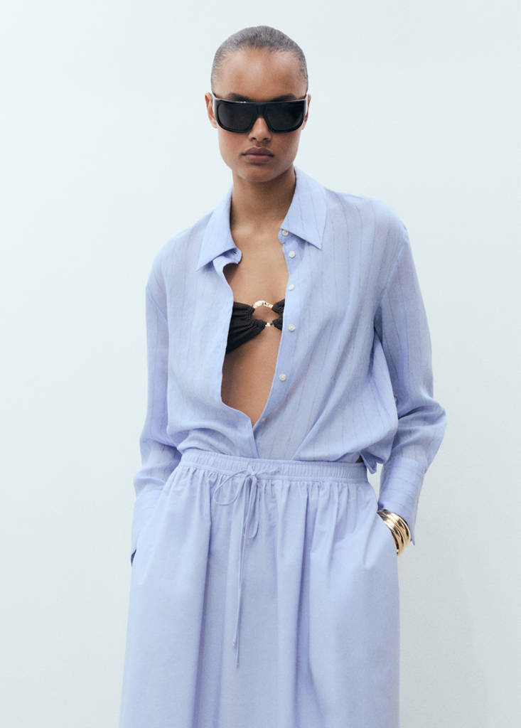 Flared cotton skirt — Sky Blue