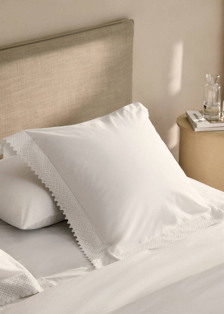 Lace-detail duvet cover Single bed — White