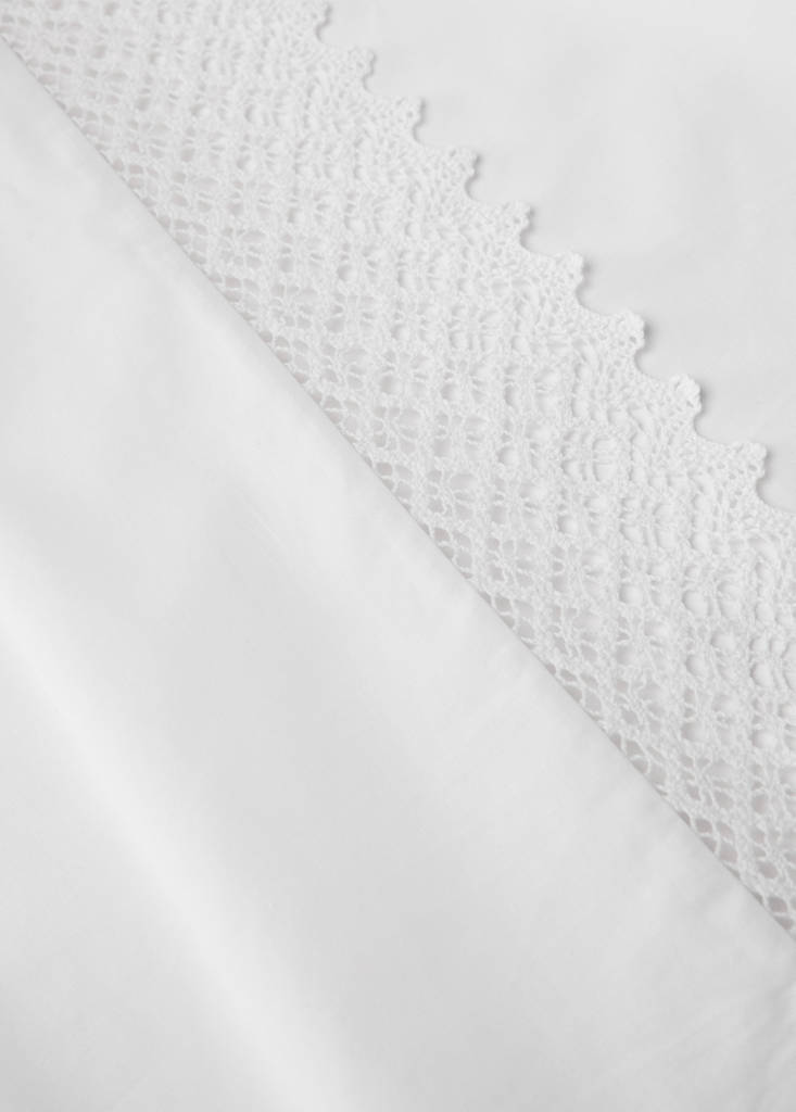 Sábana encimera algodón percal puntilla cama 135/140 cm
