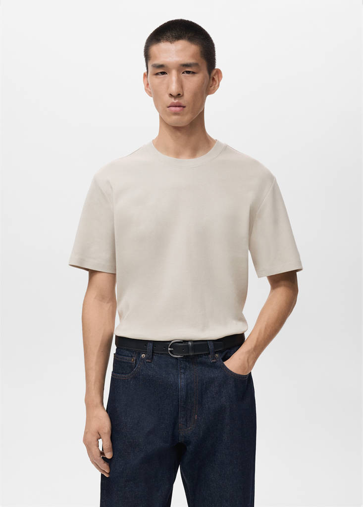 Medium weight regular fit T-shirt — Sand