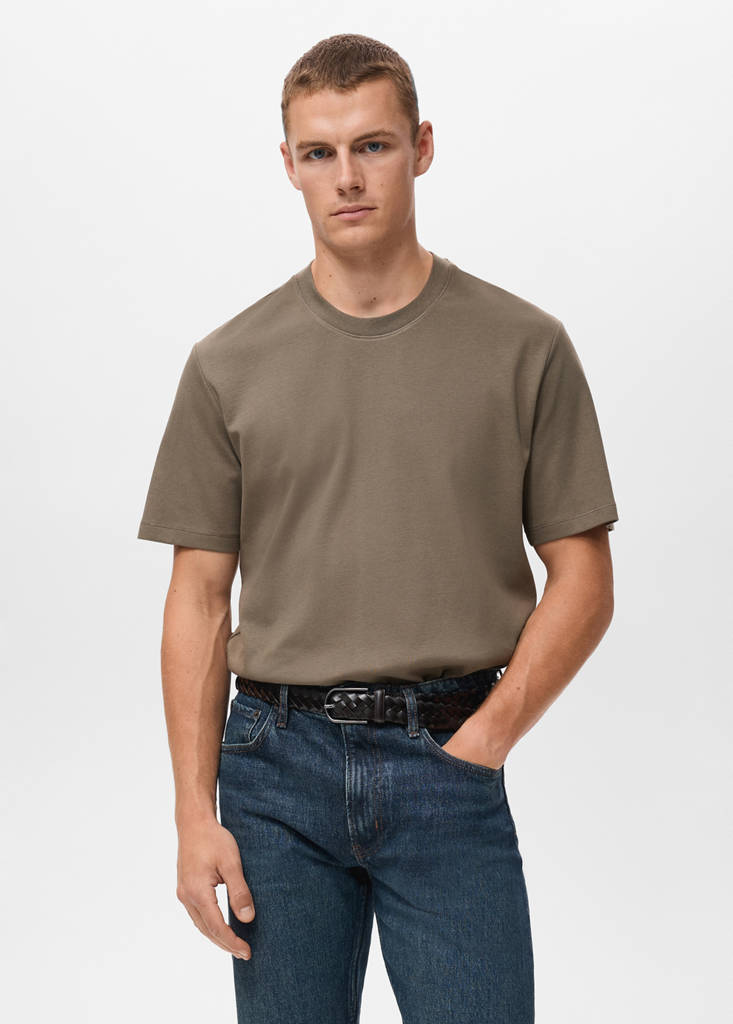Medium weight regular fit T-shirt — Medium Brown