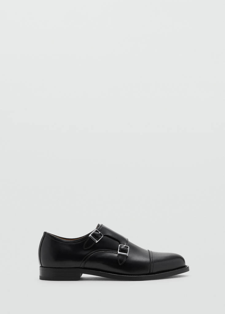 MANGO MAN - Chaussures cuir double boucle noir - 43
