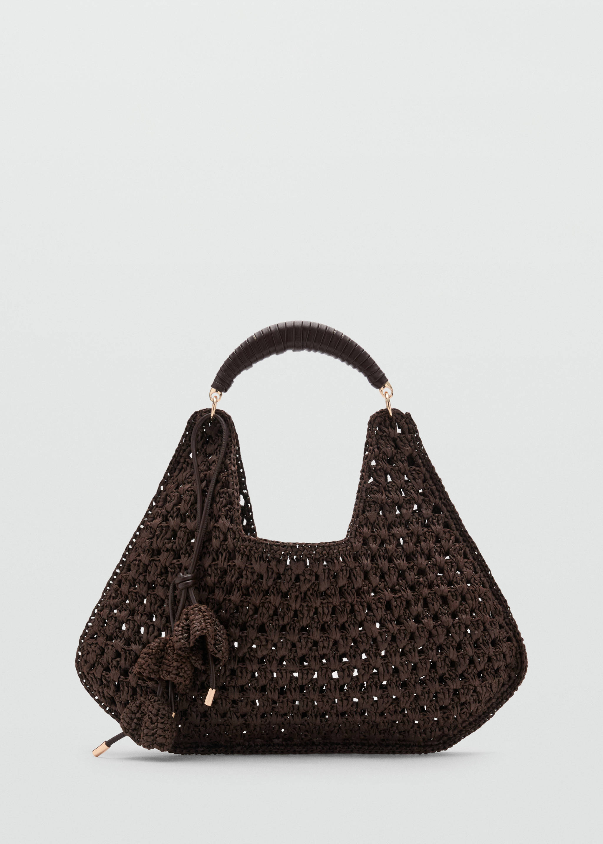 Sac porté épaule fibre naturelle breloque en fleurs - Article sans modèle