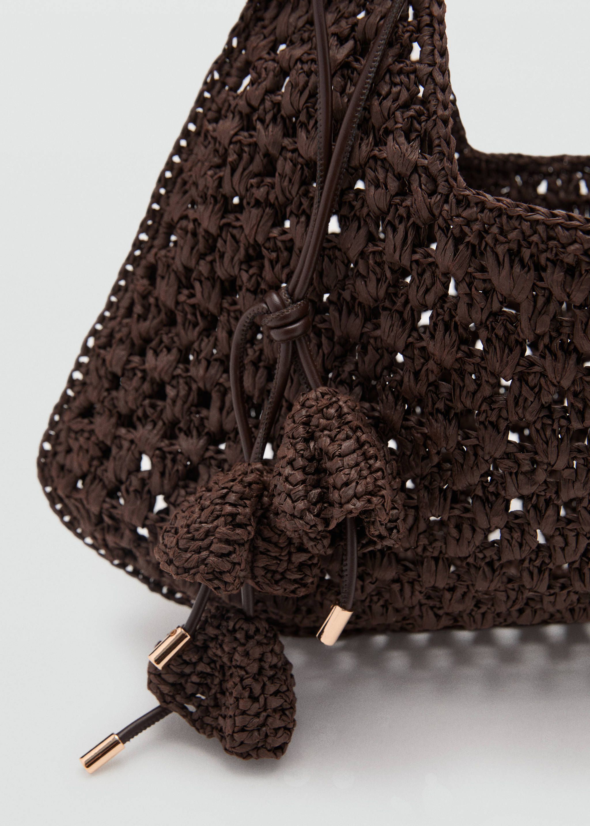 Sac porté épaule fibre naturelle breloque en fleurs - Détail de l'article 1