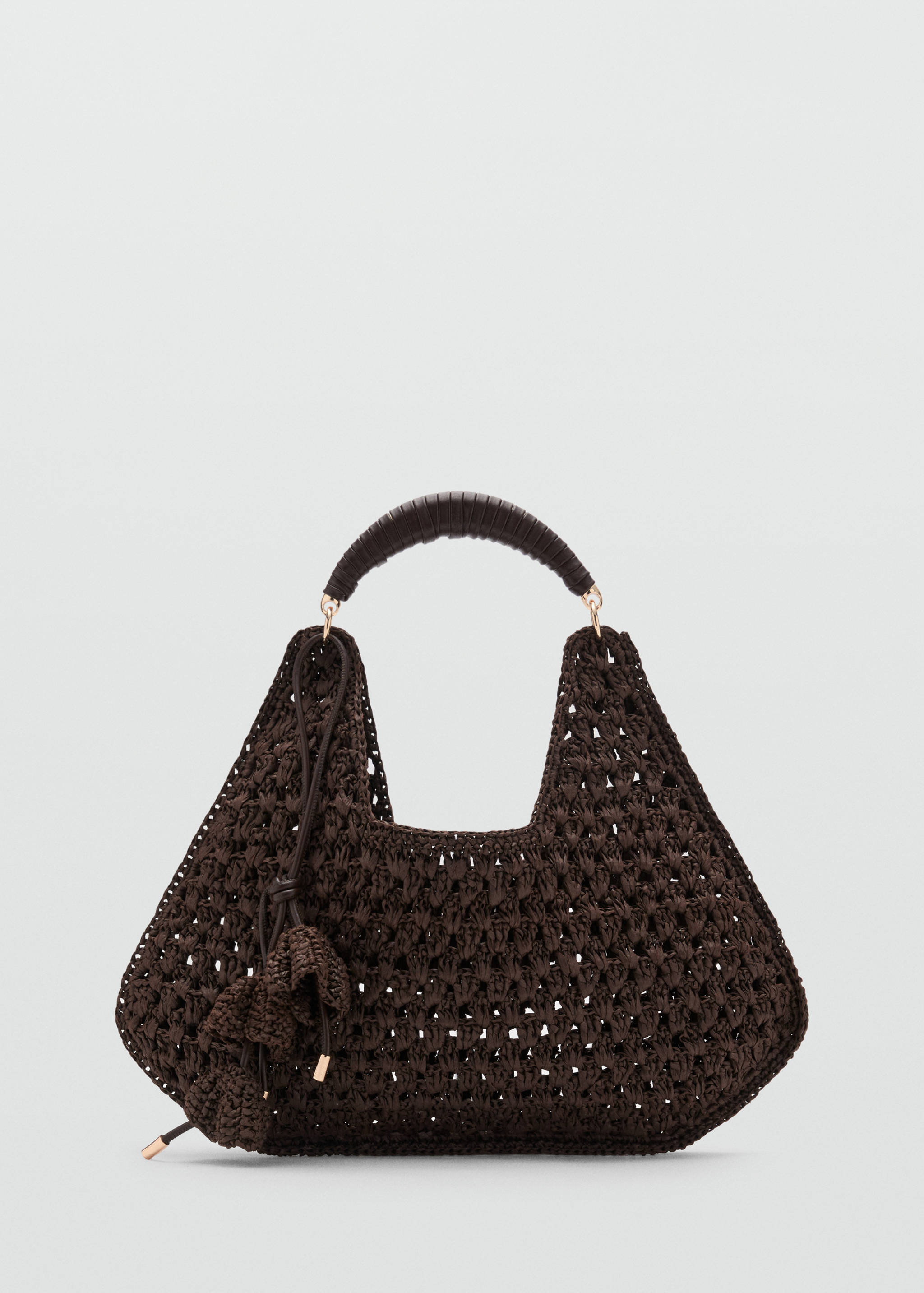 Natural fiber shoulder bag with flower charm - Article without model