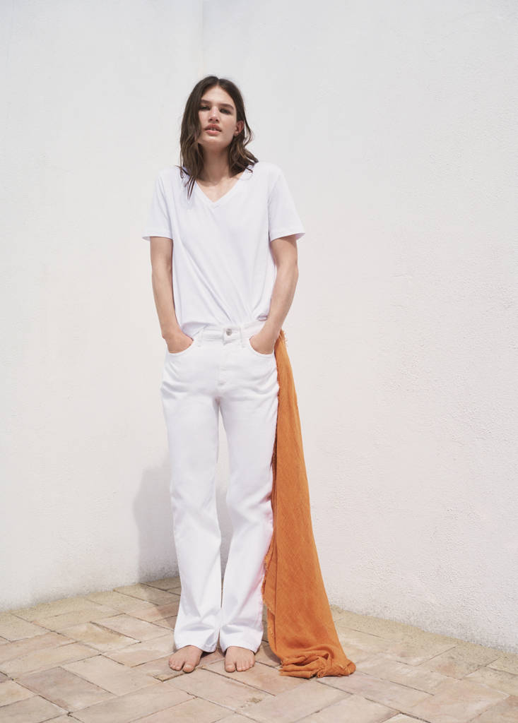 V-neck cotton T-shirt — White