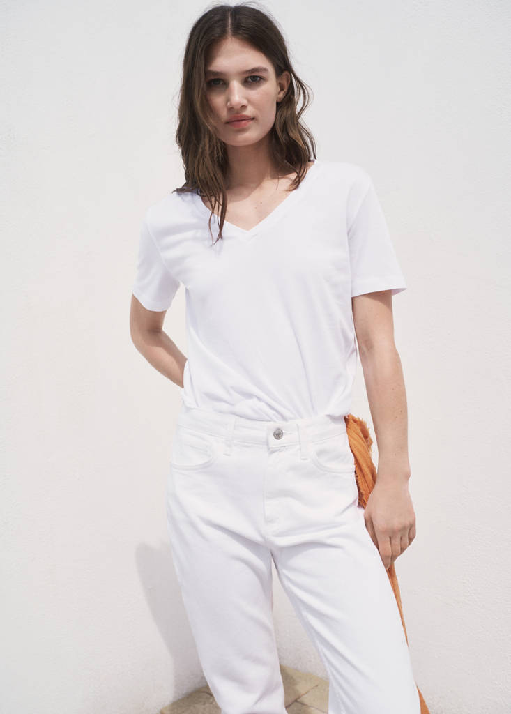 V-neck cotton T-shirt — White
