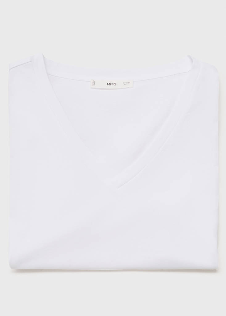 V-neck cotton T-shirt — White
