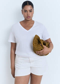 V-neck cotton T-shirt — White 8
