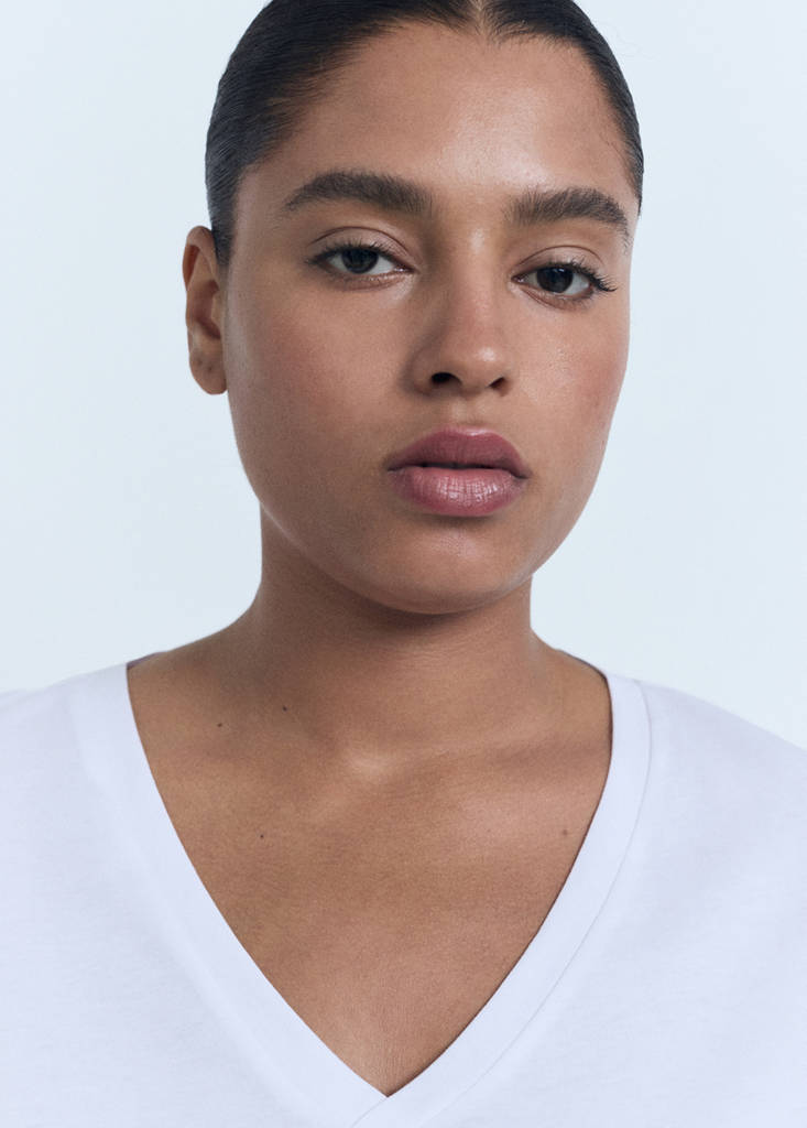 V-neck cotton T-shirt — White