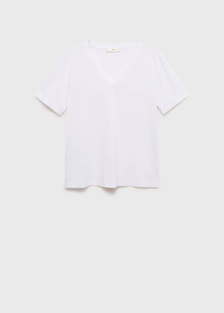 V-neck cotton T-shirt — White