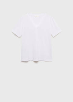 V-neck cotton T-shirt — White 9