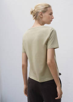 V-neck cotton T-shirt — Khaki 3