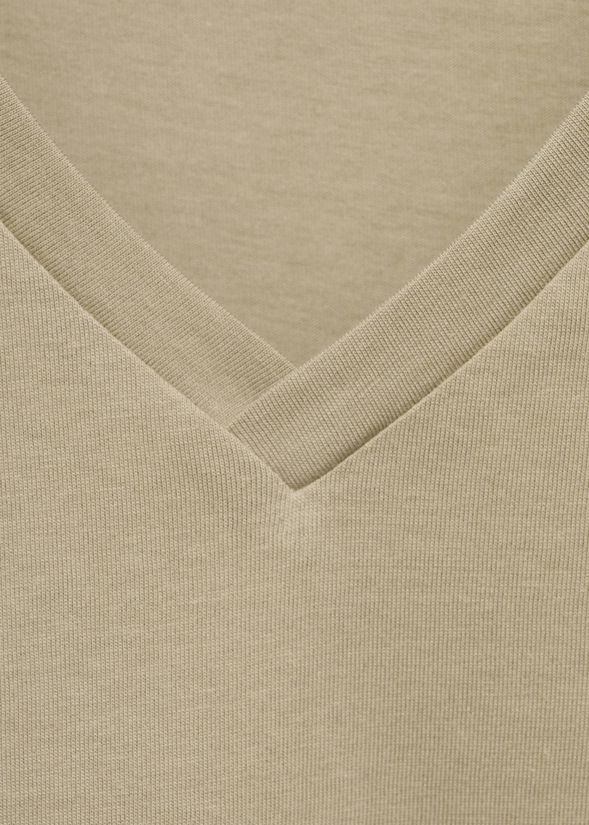 V-neck cotton T-shirt — Khaki
