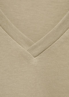 V-neck cotton T-shirt — Khaki 9