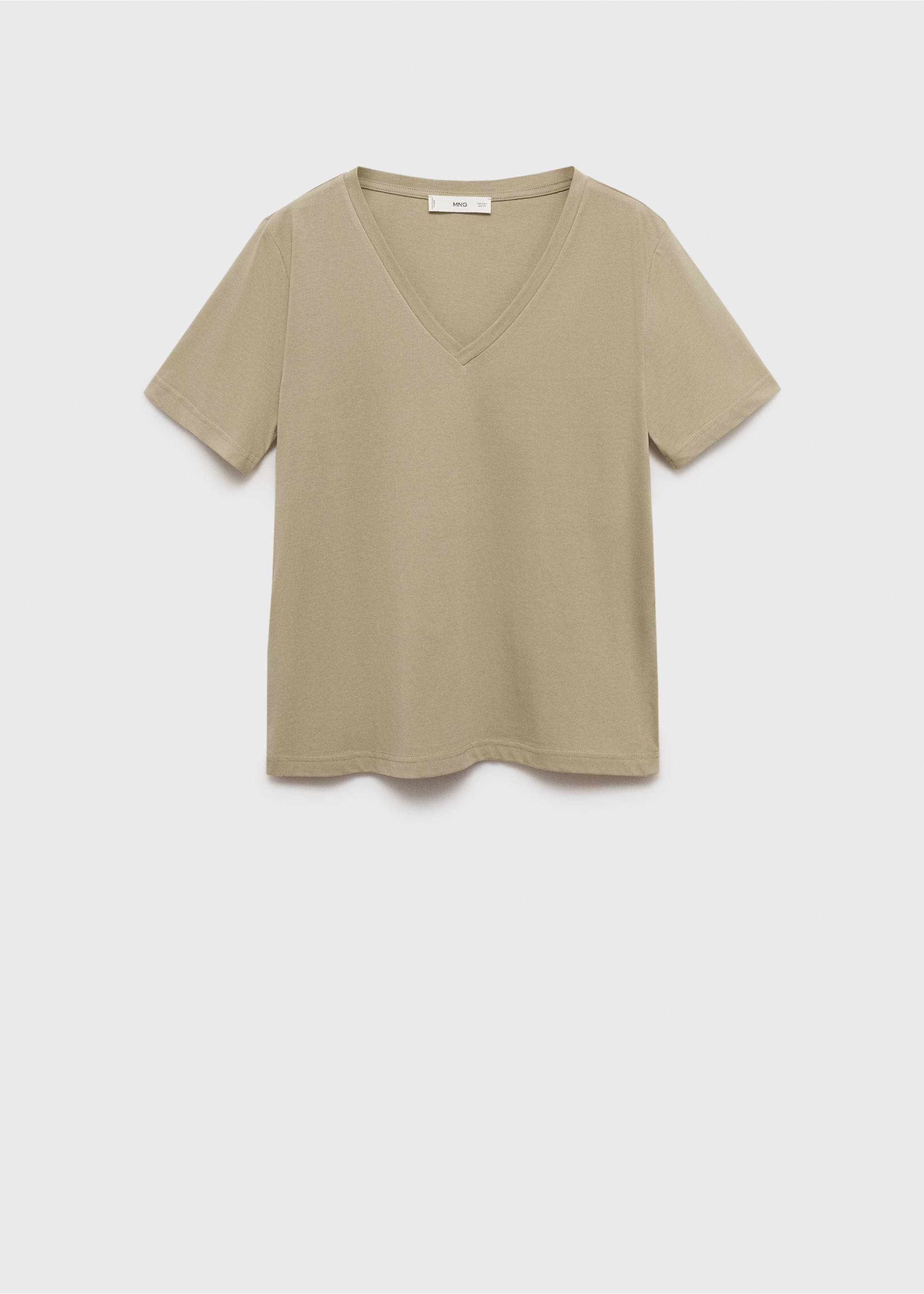 V-neck cotton T-shirt - Article without model, Khaki. Ref: 17061516-00.