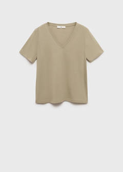 V-neck cotton T-shirt — Khaki 8
