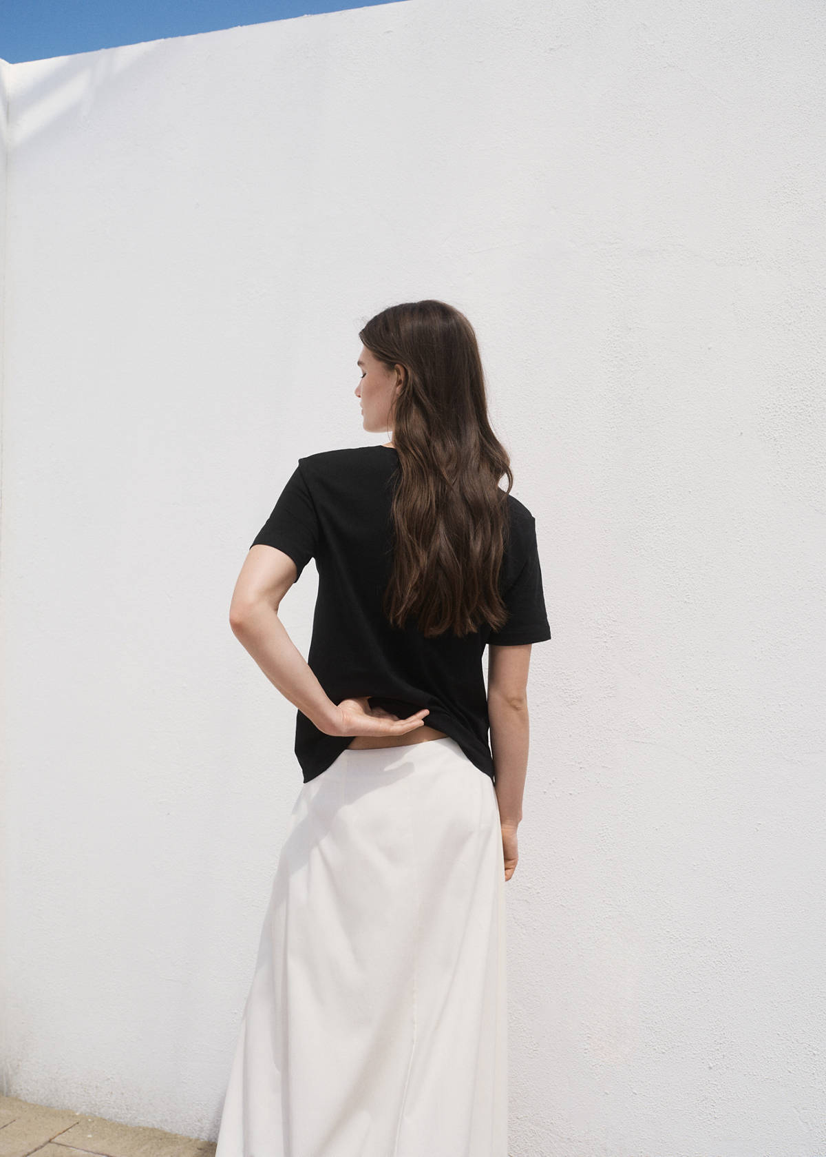 V-neck cotton T-shirt — Black