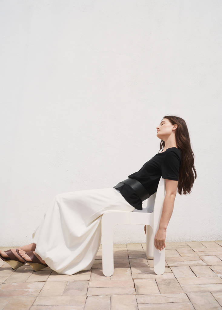 V-neck cotton T-shirt — Black