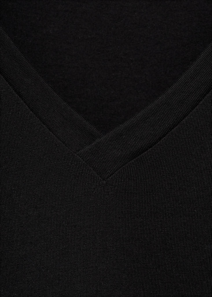 V-neck cotton T-shirt — Black