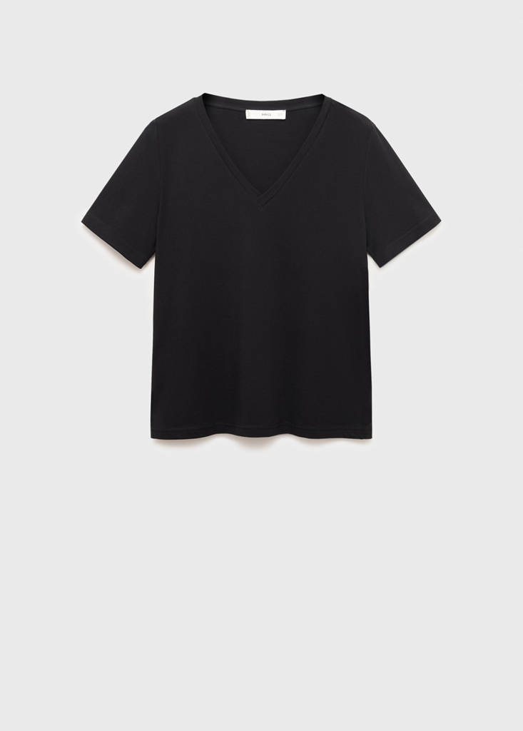 V-neck cotton T-shirt — Black