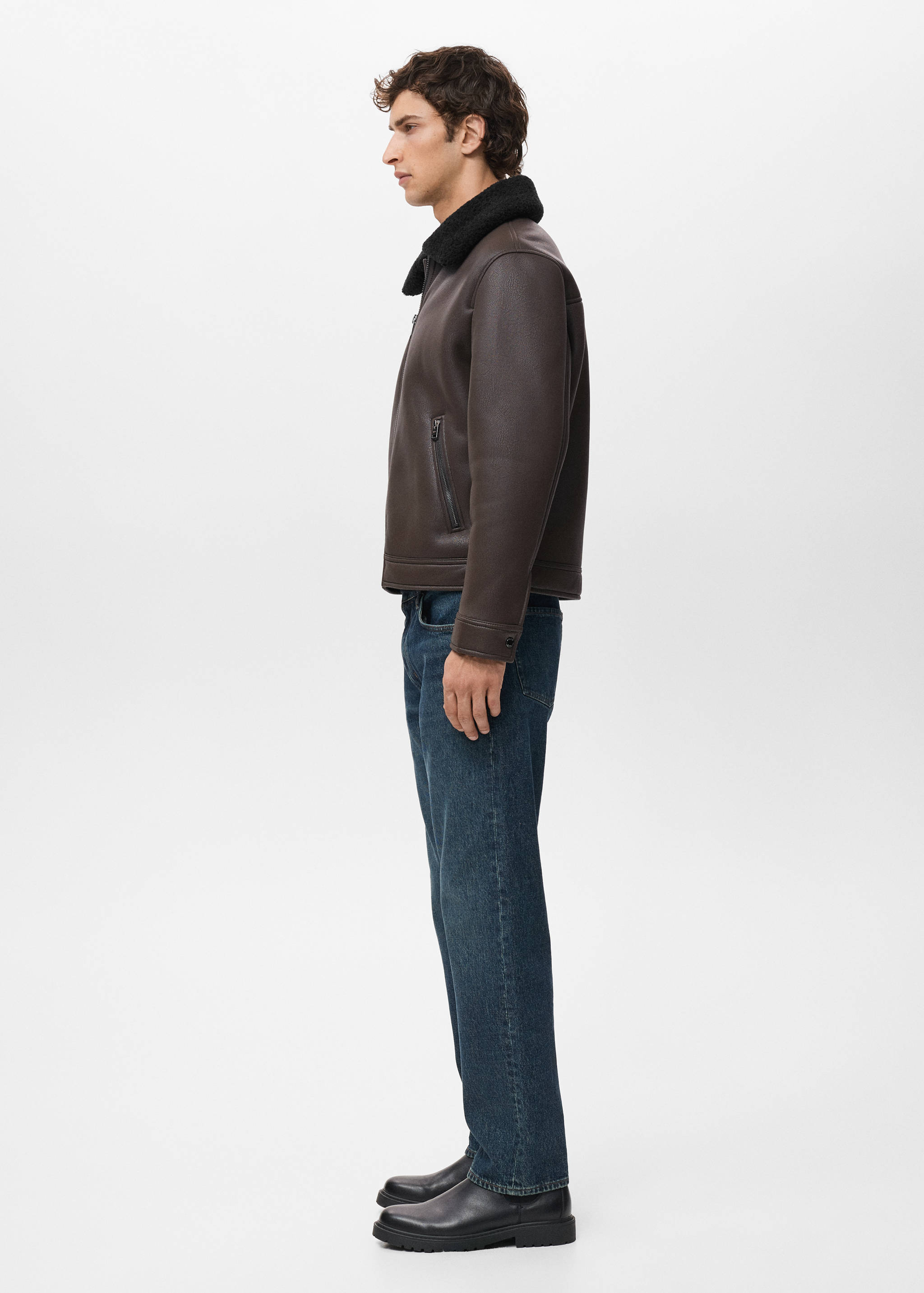 Geacă cu efect de piele și îmblănită la interior - Detaliu al articolului 2