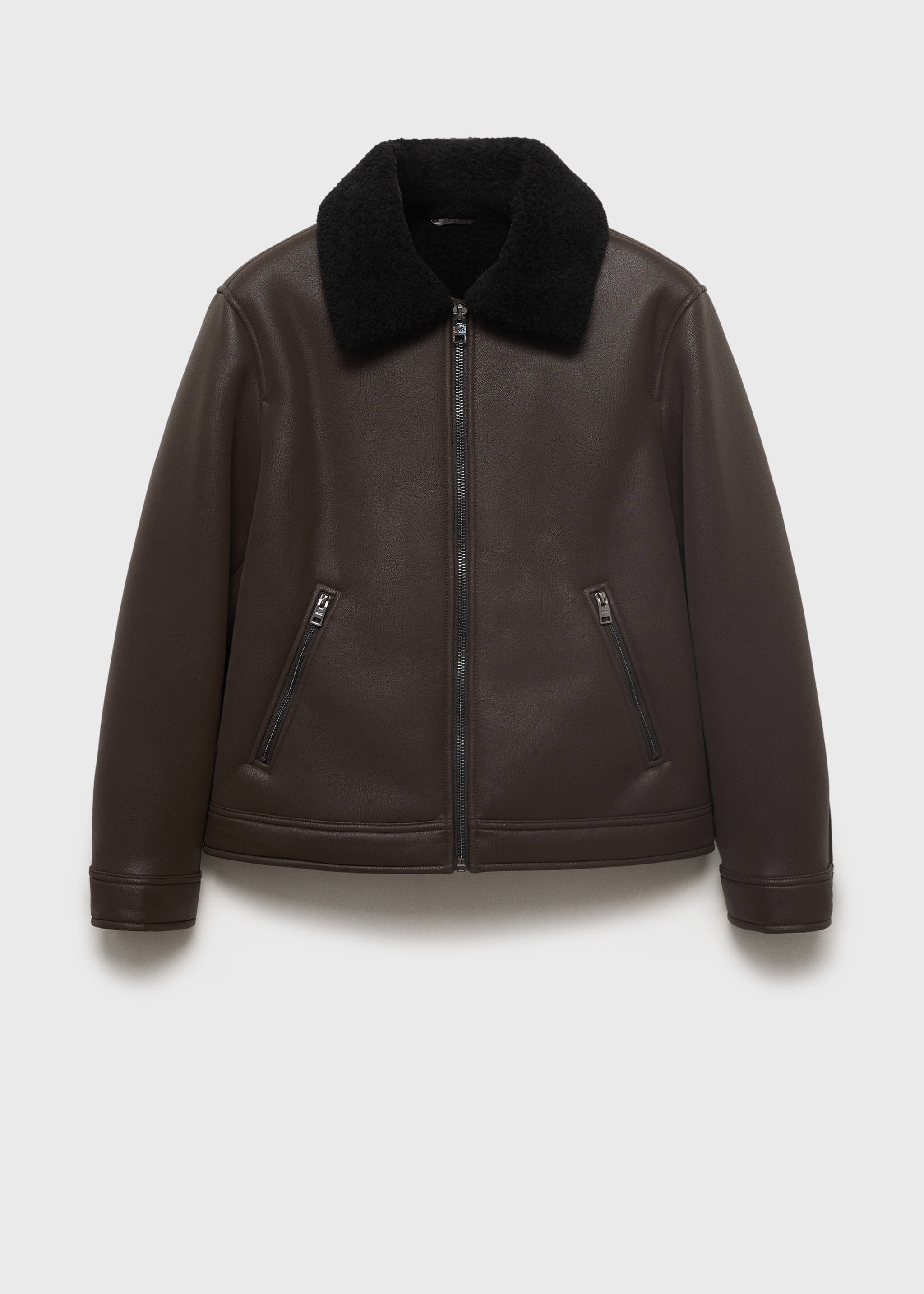 Geacă cu efect de piele și îmblănită la interior - Articol fără model