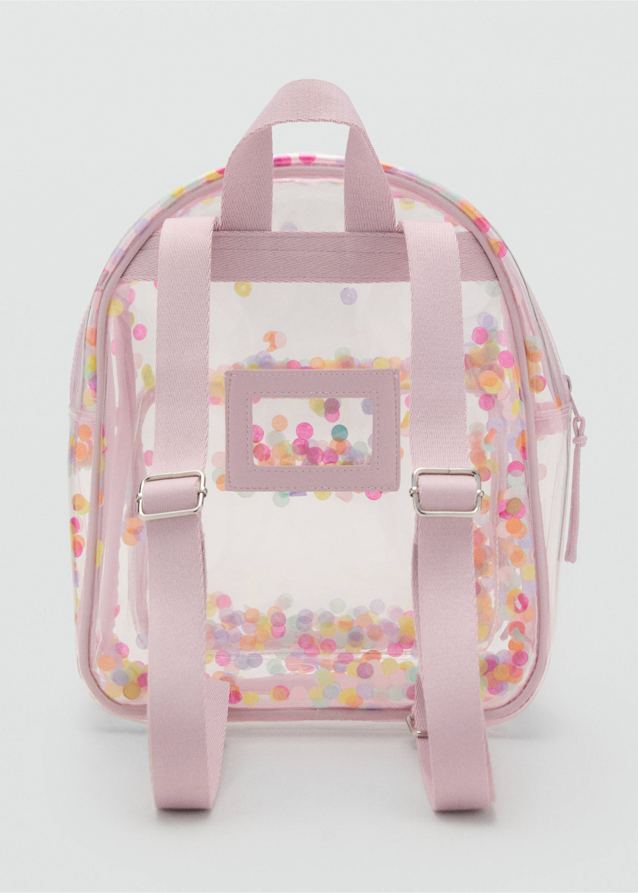 Transparent confetti backpack - Details of the article 1, Pale Pink. Ref: 17061519-00.